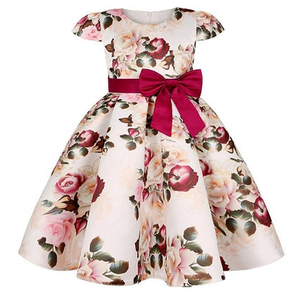 Kids Dress Floral Girls' Sleeve Short Party Flower