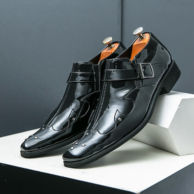 Leather Black – Shoes Formal Strap Men's Monk