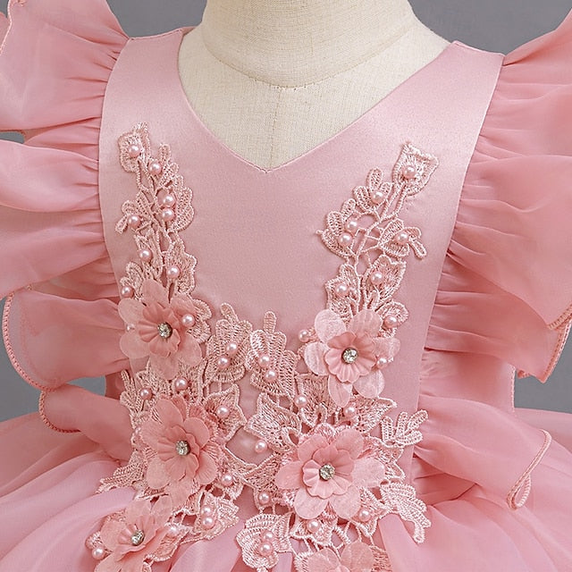 Girls' Dress Asymmetrical Floral Kids Party