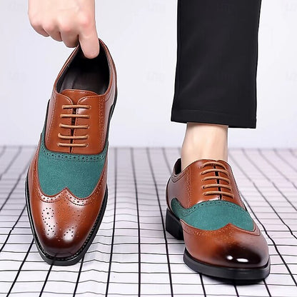 and Wingtip Two-Tone Oxford Shoes Green – Brown Men's in