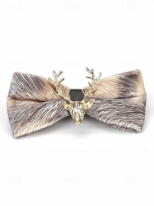 Bow with Velvet Pin Men's Deer Tie Gold Head