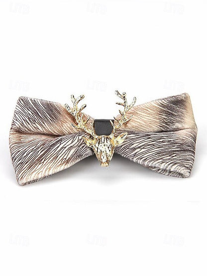 Bow with Velvet Pin Men's Deer Tie Gold Head