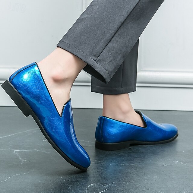 Men's Loafers Fashionable Gold – Metallic Slip-On Shiny