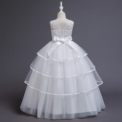 Party Color Sleeveless Dress Kids Solid Girls'