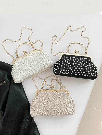 – Clutch Women's Evening Beaded Pearl Vintage Elegant Bag