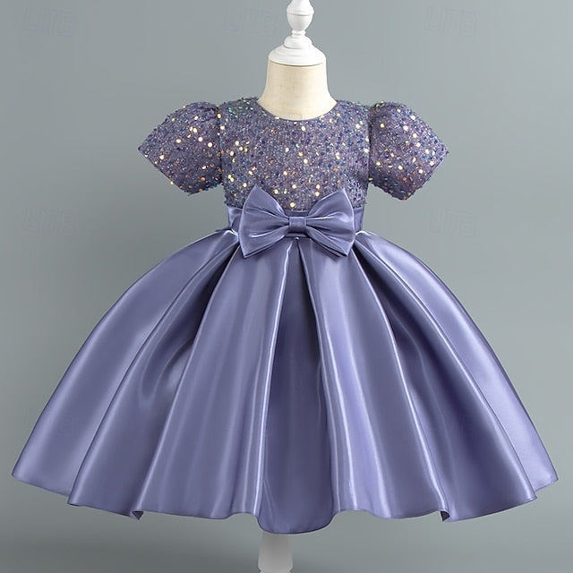 Wedding Short Sleeve Sequin Girls' Dress Toddler Party