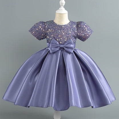 Wedding Short Sleeve Sequin Girls' Dress Toddler Party