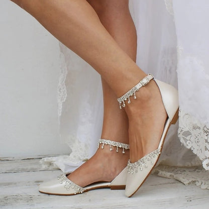Elegant Wedding White with Shoes Women's Flats – Bridal
