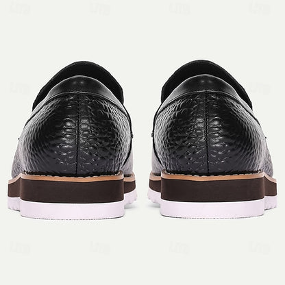 Men’s Black Genuine Cowhide Leather Loafers & Slip-On