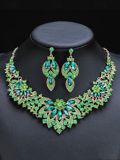 Jewelry Statement Elegant – Necklace Green Crystal Set