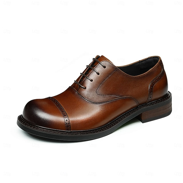 Cap Men's Leather Shoes- Toe First Genuine Oxford