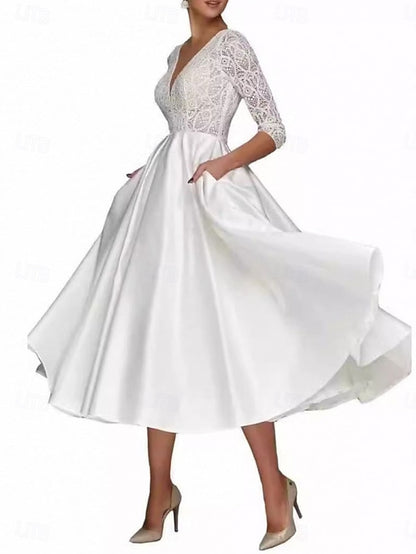 A-Line Simple of Mother Dress Elegant the Neck V Bride Tea