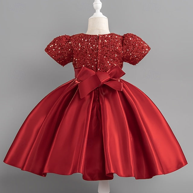 Wedding Short Sleeve Sequin Girls' Dress Toddler Party