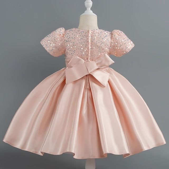 Wedding Short Sleeve Sequin Girls' Dress Toddler Party