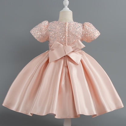 Wedding Short Sleeve Sequin Girls' Dress Toddler Party