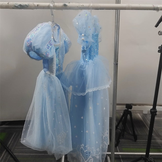 Princess Girl Elsa Frozen Dress Cosplay Cloak Flower