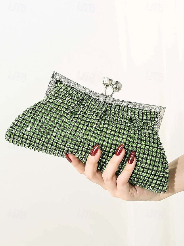 Vintage Purse – Clutch Rhinestone Women's Green Sage