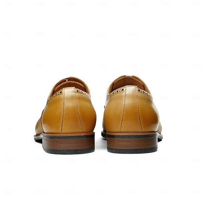 Men's Leather Wingtip with Brown Light Genuine Shoes Oxford