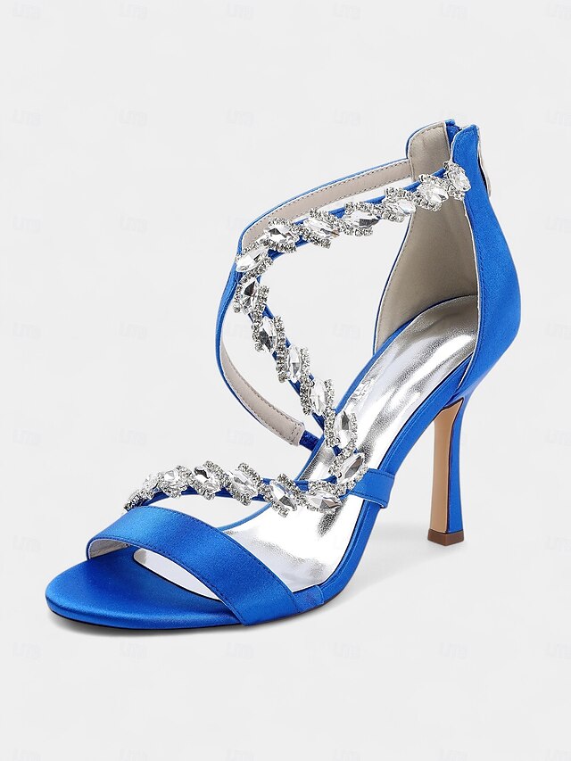Strappy High White - Heel Rhinestone Women's Sandals