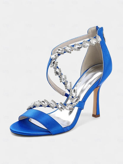 Strappy High White - Heel Rhinestone Women's Sandals