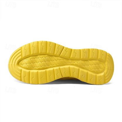 Men's Yellow Performance Sneakers with Flame Design,