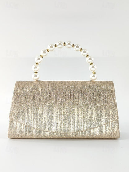 – Bag Women's Glitter Handle with Purple Pearl Clutch