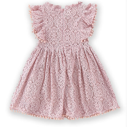 Girls' Sleeve Color Kids Solid Party Short Dress