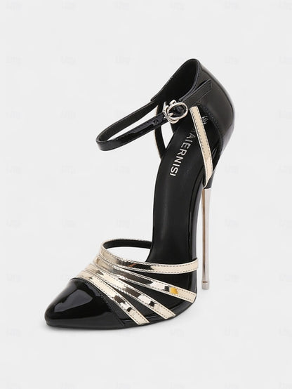 Women's and Heels Leather Patent - Red Black Stiletto