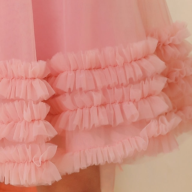 Girls' Color Sleeveless Party Dress Solid Floral Kids