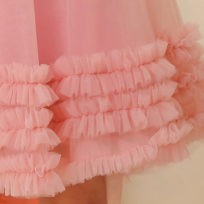 Girls' Color Sleeveless Party Dress Solid Floral Kids