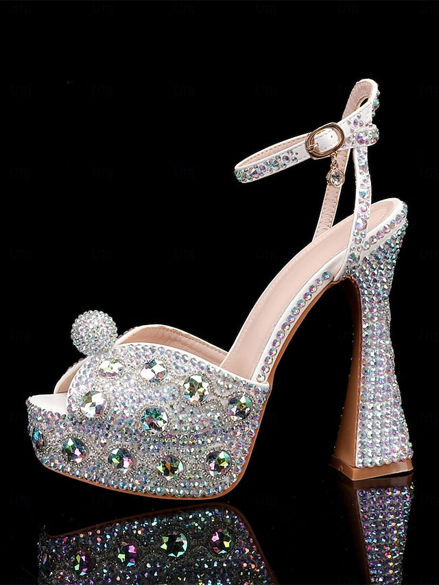 Crystal-Embellished Platform Sandals with Women's Glamorous