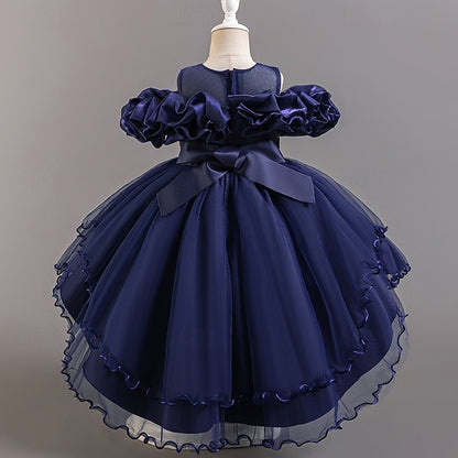 Kids Flower Floral Party Short Sleeve Wedding Girls' Dress