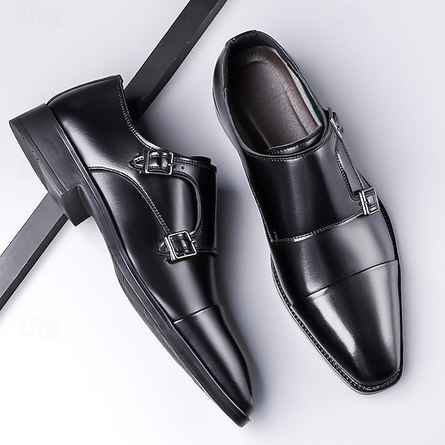 Double Elegant Shoes Monk Leather Strap Men's –