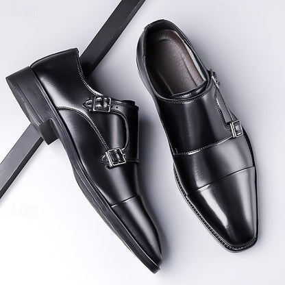 Double Elegant Shoes Monk Leather Strap Men's –