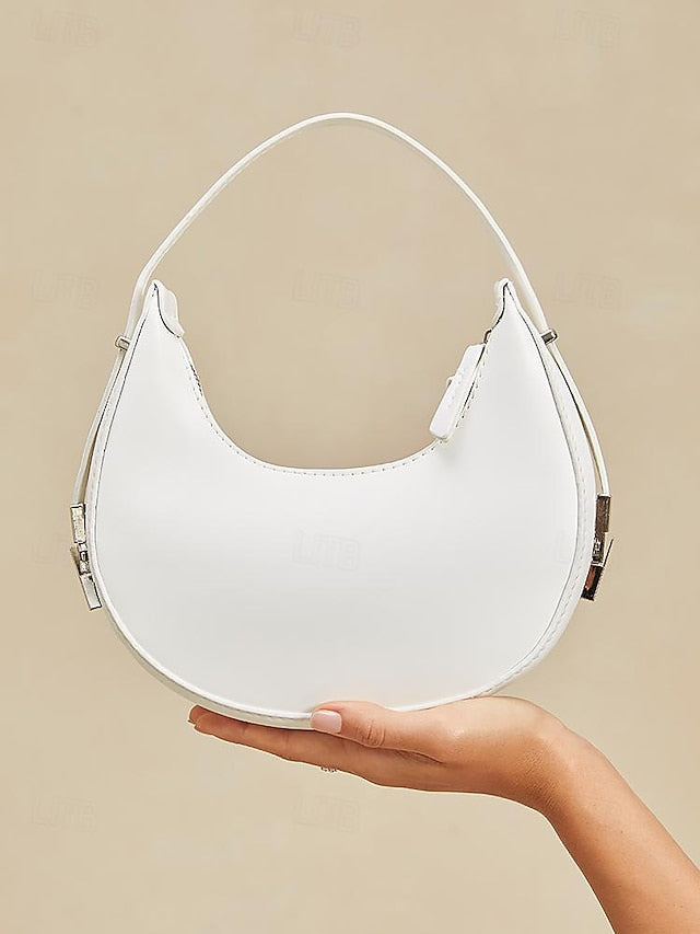 Crescent Silver Ivory with Bag Hobo - Elegant Hardware Sleek