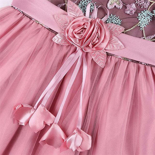 Girls' Sleeveless Flower Party Girl Dress 3D