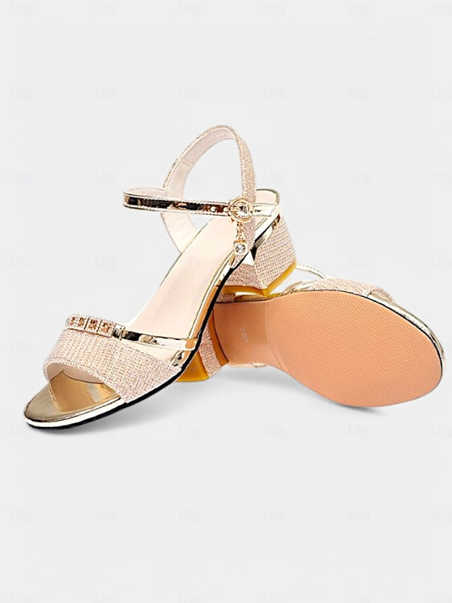 Elegant Heeled Women Shoes Sandals for Rhinestone Dress Silver -