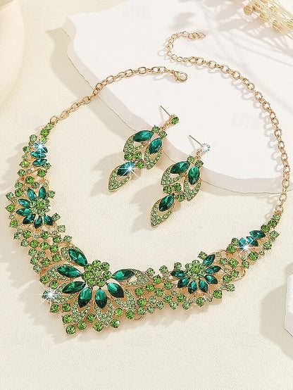 Jewelry Statement Elegant – Necklace Green Crystal Set