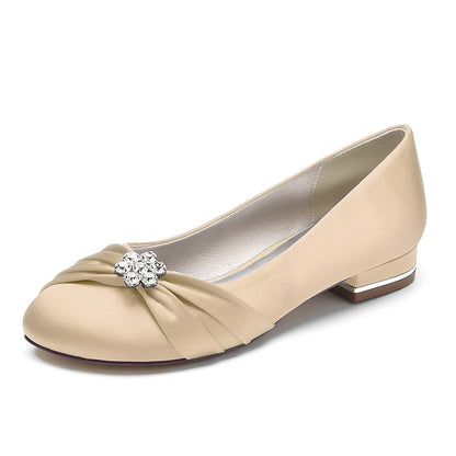 with Satin Light Flats Women's Wedding Rhinestone Blue