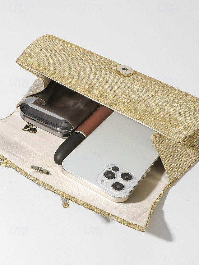 Accent Bow with Purse Clutch Blue Glitter Rhinestone