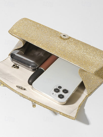 Accent Bow with Purse Clutch Blue Glitter Rhinestone