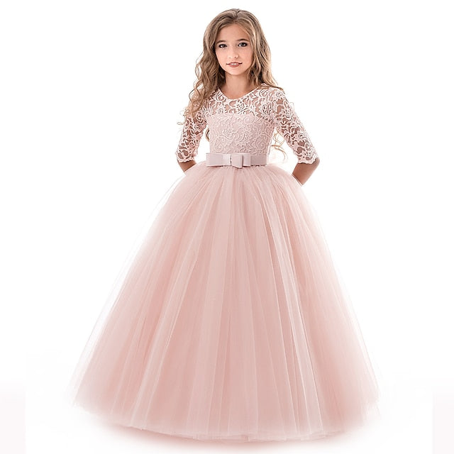 Girl 3-13 Lace Prom Dress Kids Princess Flower Years