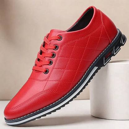 Men's Quilted Blue Faux Leather Sneakers - Stylish Lace-Up