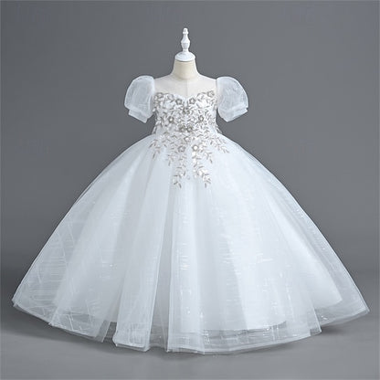 Girls' Dress Party Flower Kids Solid Girl Color