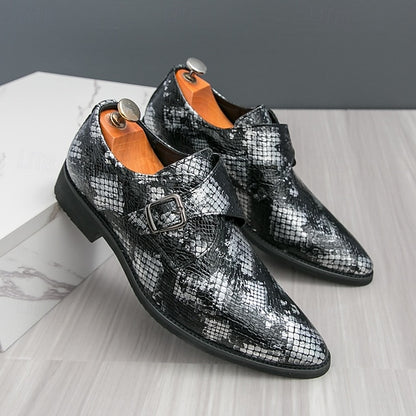 Snake Brown Strap Print Formal Classic Shoes Men – Monk for