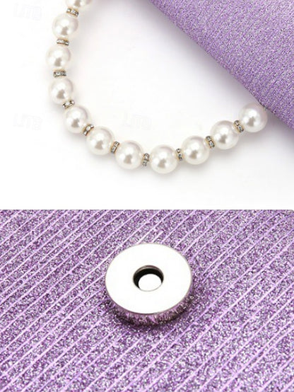 – Bag Women's Glitter Handle with Purple Pearl Clutch