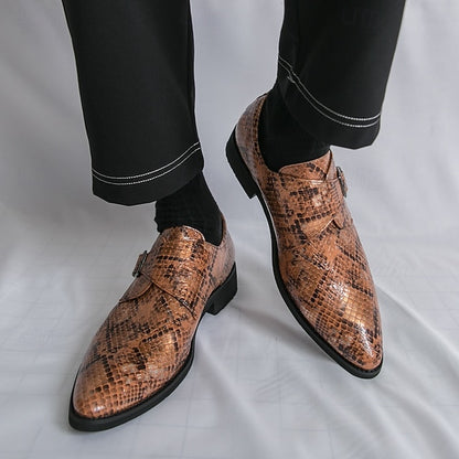 Snake Brown Strap Print Formal Classic Shoes Men – Monk for