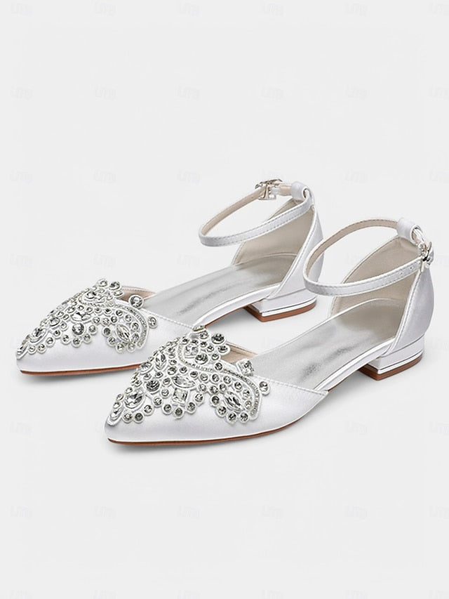 Embellished Green Vintage Gemstone Flats – Pointed-Toe Style