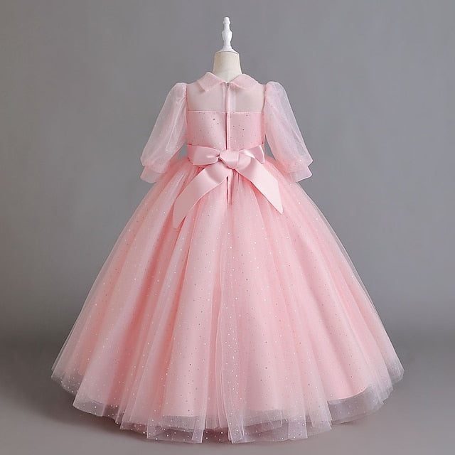 Flower Party Color Girls' Dress Girl Solid Half Kids