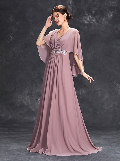 Mother Bride V the Dress Elegant Floor Party Neck of
